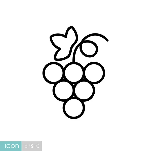 Bunch Grapes Leaf Vector Icon Graph Symbol Food Drinks Web — Stock Vector