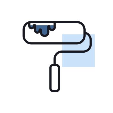 Roller vektör simgesini boya. İnşaat, onarım ve inşaat. Web sitenizin tasarımı için grafik sembolü, logo, uygulama, UI. Vektör illüstrasyonu, EPS10.