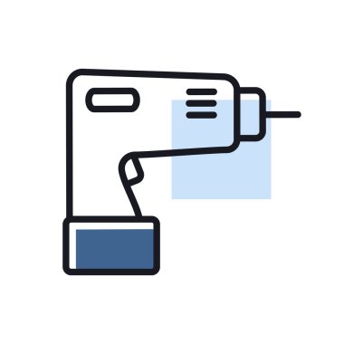 Elektrikli tornavida vektör simgesi. İnşaat, onarım ve inşaat. Web sitenizin tasarımı için grafik sembolü, logo, uygulama, UI