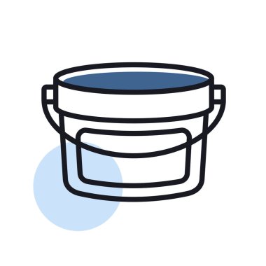 Pastic bucket container for paint or food isolated icon. Construction, repair and building vector design and illustration