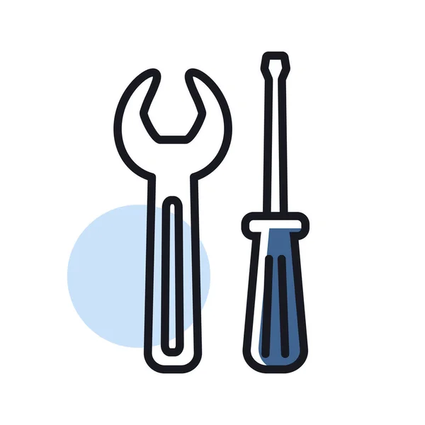 Schraubenzieher Und Schraubenschlüssel Vektor Symbol Bau Reparatur Und Bau Grafiksymbol — Stockvektor