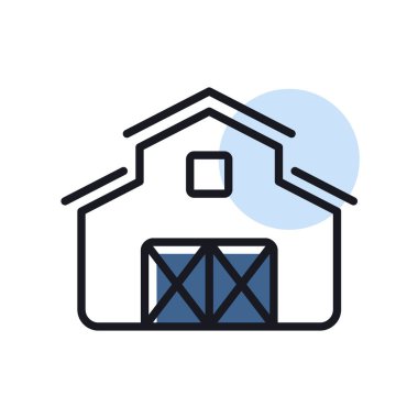 Barn izole ikonu. Çiftlik hayvanı işareti. Web sitenizin tasarımı için grafik sembolü, logo, uygulama, UI. Vektör illüstrasyonu