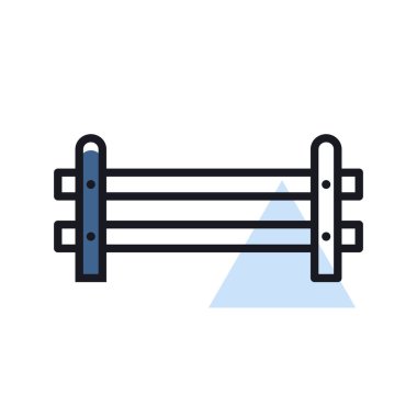 Çapraz tahta ikonun ahşap çiti. Çiftlik hayvanı işareti. Web sitenizin tasarımı için grafik sembolü, logo, uygulama, UI. Vektör illüstrasyonu