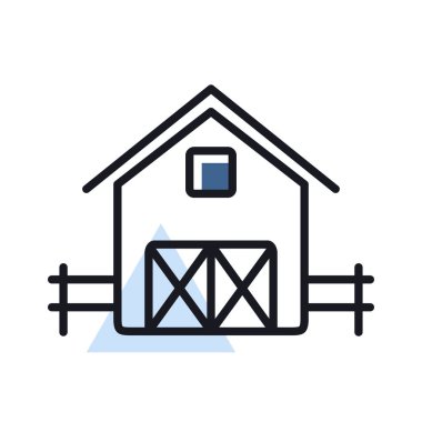 Barn izole ikonu. Çiftlik hayvanı işareti. Web sitenizin tasarımı için grafik sembolü, logo, uygulama, UI. Vektör illüstrasyonu