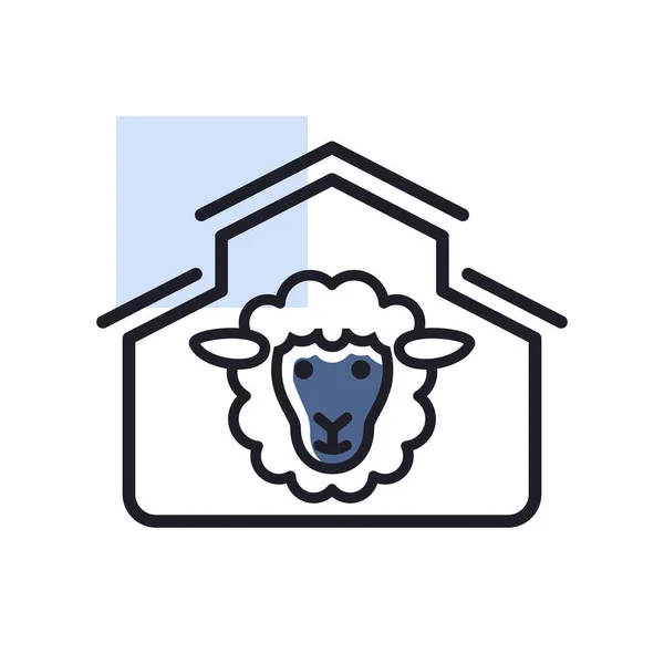 Sheep House Isolated Icon Farm Animal Sign Graph Symbol Your — Stock Vector