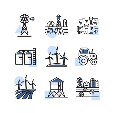 Farm Field isolated icon set. Agriculture sign. Graph symbol for your web site design, logo, app, UI. Vector illustration, EPS10
