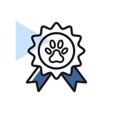 Hayvan ödüllü rosette vektör ikonu. Evcil hayvan işareti. Evcil hayvan ve veteriner web sitesi ve uygulama tasarımı, logo, uygulama, UI için grafik sembolü
