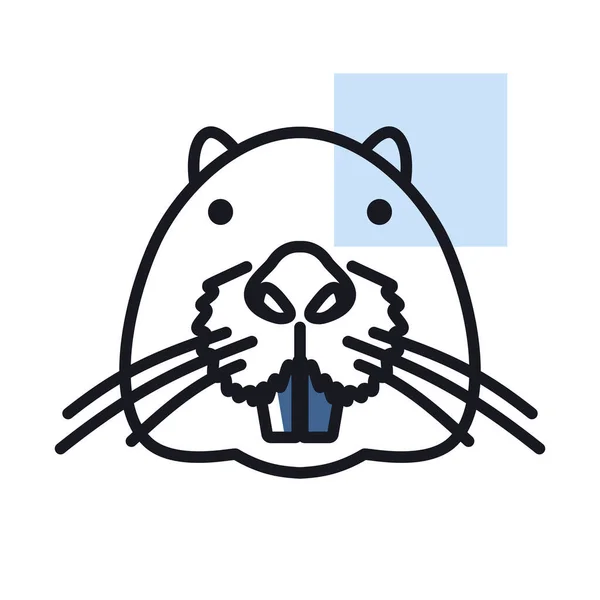 Otter Castor Icône Isolée Vecteur Tête Animal Panneau Agricole Symbole — Image vectorielle