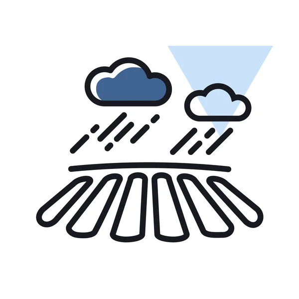 Nuvem Com Chuva Sobre Ícone Isolado Campo Assinatura Agricultura Símbolo —  Vetores de Stock