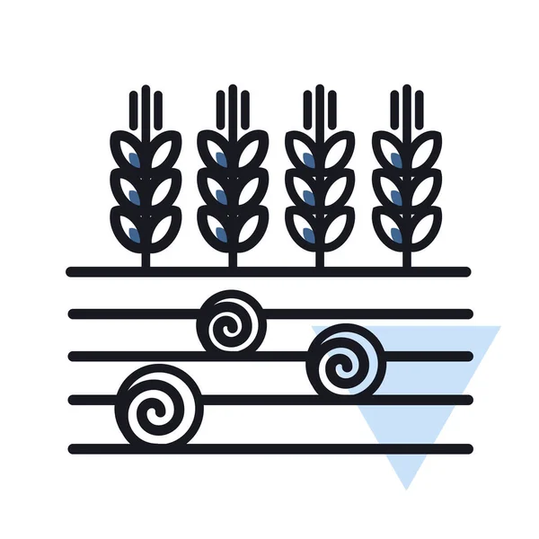 Ears Wheat Barley Rye Field Hay Bales Icon Agriculture Sign — Stock Vector