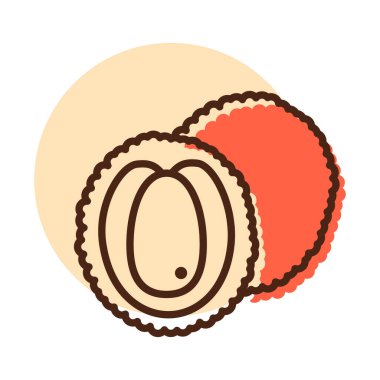 Lychee tropikal meyve vektörü izole edilmiş ikon. Gıda ve içecek web sitesi için grafik sembolü, uygulama tasarımı, mobil uygulamalar ve yazdırma ortamı, logo, UI