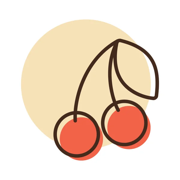 Třešňový Vektor Izolované Ikony Grafický Symbol Pro Potraviny Nápoje Webové — Stockový vektor