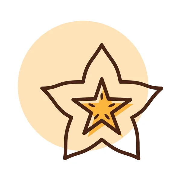 Carom Carambola Starfruit Vektor Isolationssymbol Grafik Symbol Für Lebensmittel Und — Stockvektor