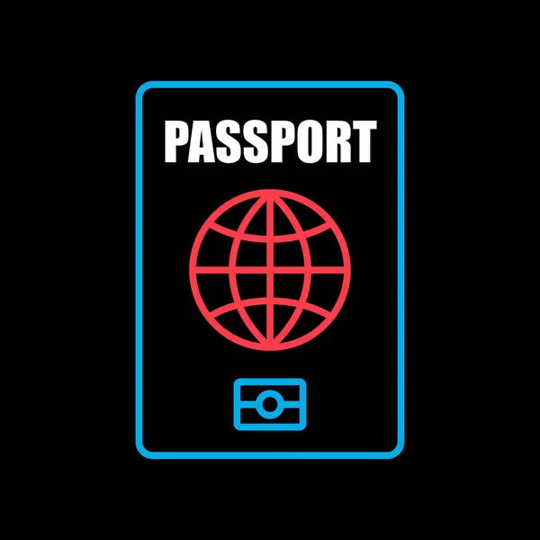 Vetor Passaporte Isolado Ícone Fundo Preto Símbolo Identificação Símbolo Gráfico — Vetor de Stock