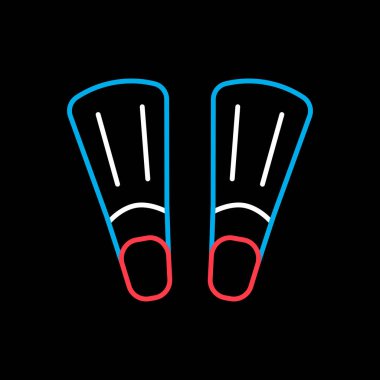 Dalış paletleri düz vektör siyah arkaplan simgesi izole. Yaz tabelası. Seyahat ve turizm web sitesi ve uygulama tasarımı, logo, uygulama, UI için grafik sembolü