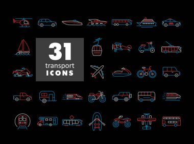 Ulaşım vektörü siyah arkaplan simgesinde izole edildi. Seyahat ve turizm web sitesi ve uygulama tasarımı, logo, uygulama, UI için grafik sembolü