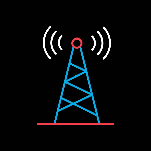 Wektor Anteny Komunikacyjnej Izolowany Ikonie Czarnego Tła Znak Nawigacji Symbol — Wektor stockowy