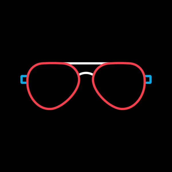 Sluneční Brýle Plochý Vektor Izolovaný Černém Pozadí Ikony Letní Znamení — Stockový vektor