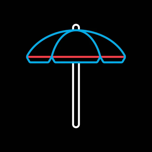 Пляжный Зонтик Плоский Вектор Изолирован Черном Фоне Иконки Летний Знак — стоковый вектор