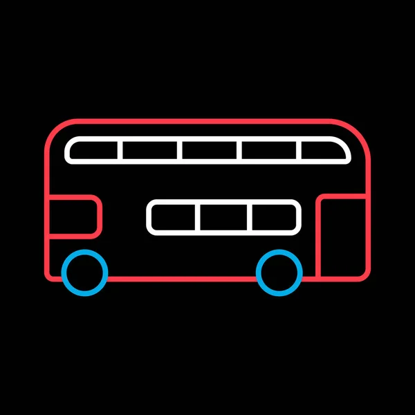 Vettore Piatto Bus Due Piani Isolato Sull Icona Sfondo Nero — Vettoriale Stock