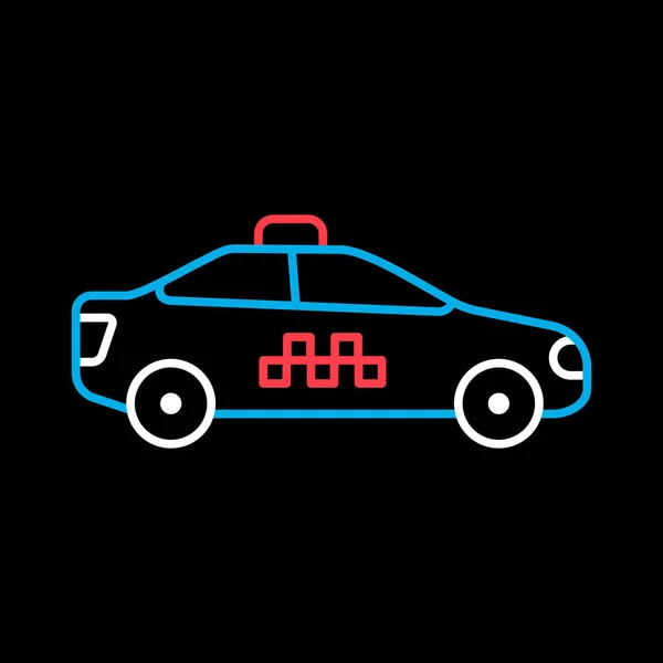 Такси Автомобиль Плоский Вектор Изолирован Черном Фоне Значок Графический Символ — стоковый вектор