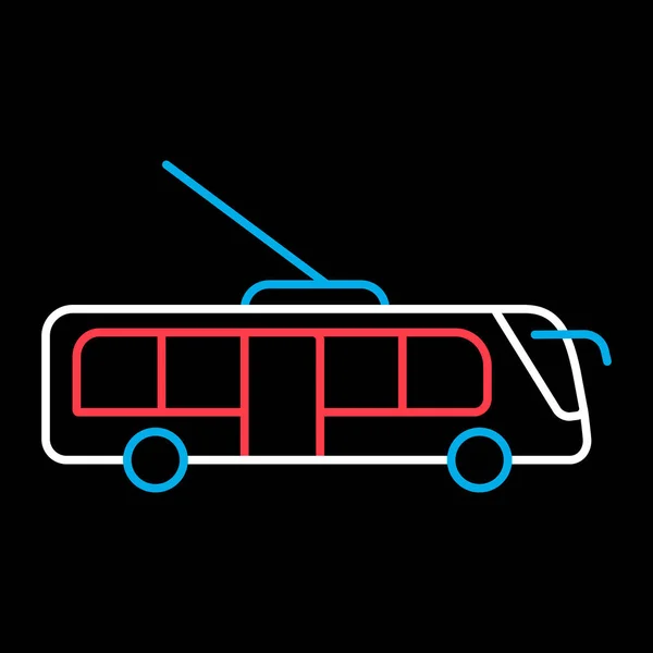 Trolley Oder Obus Flachvektor Isoliert Auf Schwarzem Hintergrund Symbol Grafik — Stockvektor