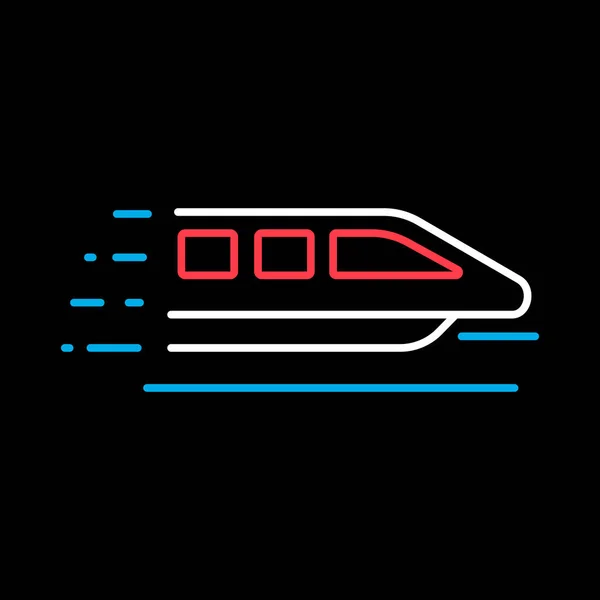 Monorail Snelheid Moderne Trein Platte Vector Geïsoleerd Zwarte Achtergrond Pictogram — Stockvector
