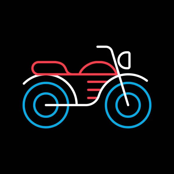 黒い背景のアイコンに隔離されたオートバイの平らなベクトル 旅行や観光のウェブサイトやアプリのデザイン アプリ Uiのためのグラフシンボル — ストックベクタ