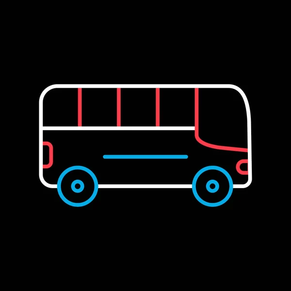 City Bus Vector Plano Aislado Icono Fondo Negro Símbolo Gráfico — Vector de stock