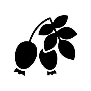 Gül kalça böğürtlen ve vektör sembol bırakır. Gıda ve içecek web sitesi için grafik sembolü, uygulama tasarımı, mobil uygulamalar ve yazdırma ortamı, logo, UI