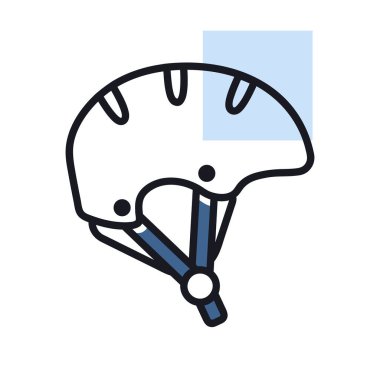 Kayak, snowboard, ekstrem sporlar ve bisiklet vektörü ikonu için kask. Seyahat ve turizm web sitesi ve uygulama tasarımı, logo, uygulama, UI için grafik sembolü