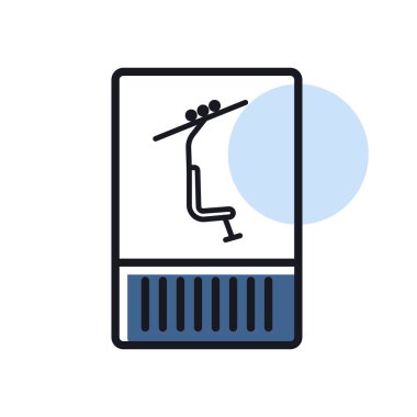 Kayak geçiş vektörü izole edilmiş simgesi. Kış işareti. Seyahat ve turizm web sitesi ve uygulama tasarımı, logo, uygulama, UI için grafik sembolü