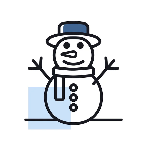 Weihnachten Schneemann Vektor Isolierte Ikone Winterzeichen Grafik Symbol Für Reise — Stockvektor