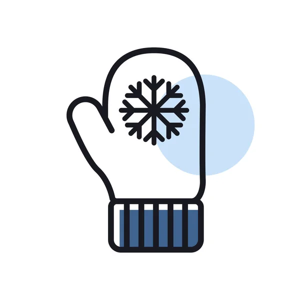 Sneeuwvlok Handschoenen Vector Geïsoleerd Pictogram Winterteken Grafiek Symbool Voor Reizen — Stockvector