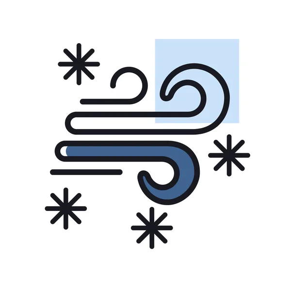 Vítr Sněhová Bouře Vektor Izolované Ikony Zimní Znamení Grafický Symbol — Stockový vektor