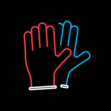 Tıbbi koruyucu lastik eldivenler siyah arka planda düz vektör ikonu. Coronavirus. Tıbbi web sitesi ve uygulama tasarımı için grafik sembolü, logo, uygulama, UI