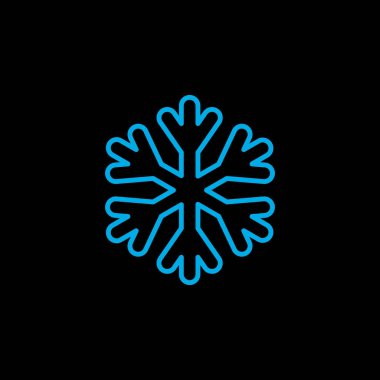 Kar Taneleri siyah arkaplanda izole edilmiş vektör simgesi. Meteoroloji işareti. Seyahat, turizm ve hava durumu web sitesi ve uygulama tasarımı, logo, uygulama, UI için grafik sembolü