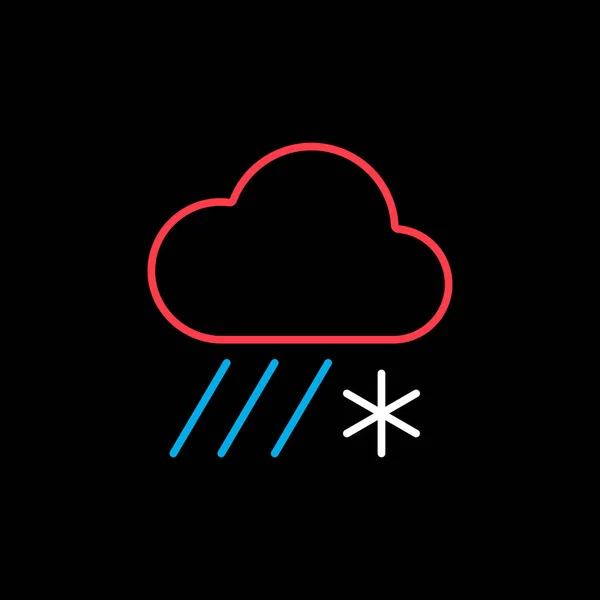 黒い背景に雪の分離ベクトルアイコンを持つ雨雲 気象記号 天気ウェブサイトやアプリのデザイン アプリ Uiのためのグラフシンボル — ストックベクタ