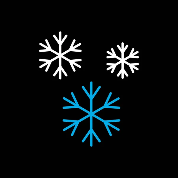 Copos Nieve Aislado Icono Vector Sobre Fondo Negro Signo Meteorología — Archivo Imágenes Vectoriales