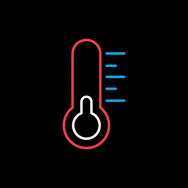 Icono Vector Aislado Termómetro Sobre Fondo Negro Signo Meteorología Símbolo — Vector de stock