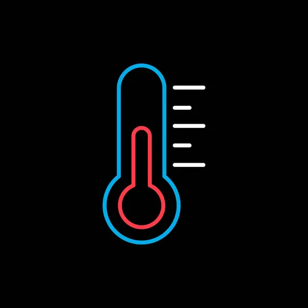 Thermometer Warmte Geïsoleerde Vector Pictogram Zwarte Achtergrond Meteorologisch Teken Grafiek — Stockvector
