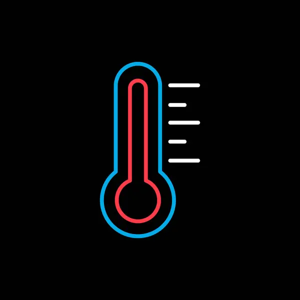 Thermometer Warmte Warm Geïsoleerde Vector Pictogram Zwarte Achtergrond Meteorologisch Teken — Stockvector