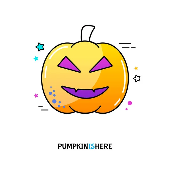 Halloween Citrouille Émoticône Icône Vectoriel Illustration Jack Lantern Symbole Graphique — Image vectorielle