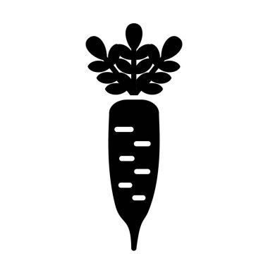 Yaprak izole vektör sembollü Japon daikon turpu. Sebze işareti. Gıda ve içecek web sitesi için grafik sembolü, uygulama tasarımı, mobil uygulamalar ve yazdırma ortamı, logo, UI