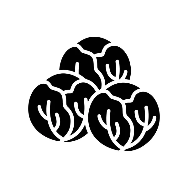 Choux Bruxelles Design Isolé Vecteur Glyphe Icône Panneau Végétal Symbole — Image vectorielle