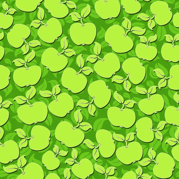 Pommes avec feuilles fond sans couture — Image vectorielle