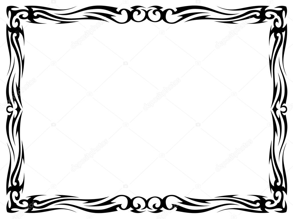 Simple black tattoo ornamental decorative frame