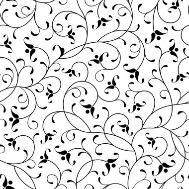 Floral oriental black isolated seamless background clipart