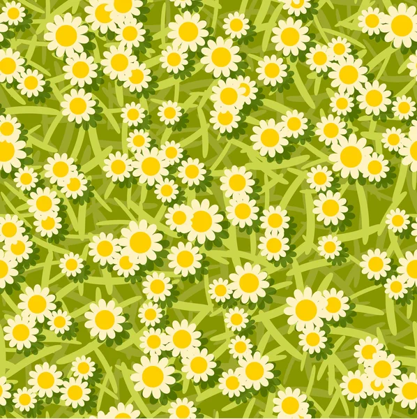 Yellow white flowers seamless background pattern — Stock Vector