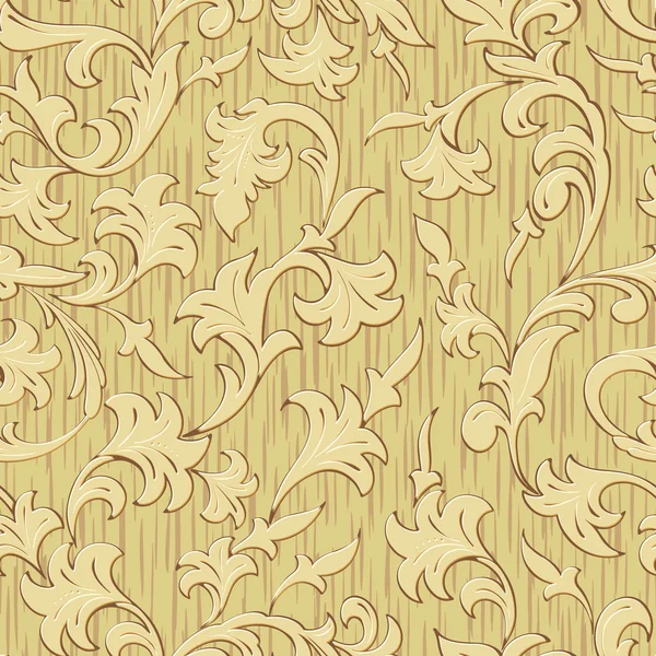 Adorno floral tallado en madera abstracta sin costuras — Archivo Imágenes Vectoriales